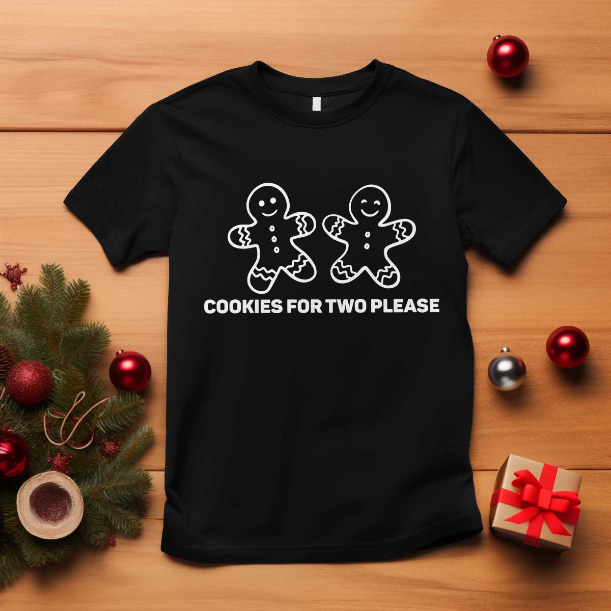 Cookies For Two Please Pregnancy Announcement Christmas T Shirt - Print Your Wear