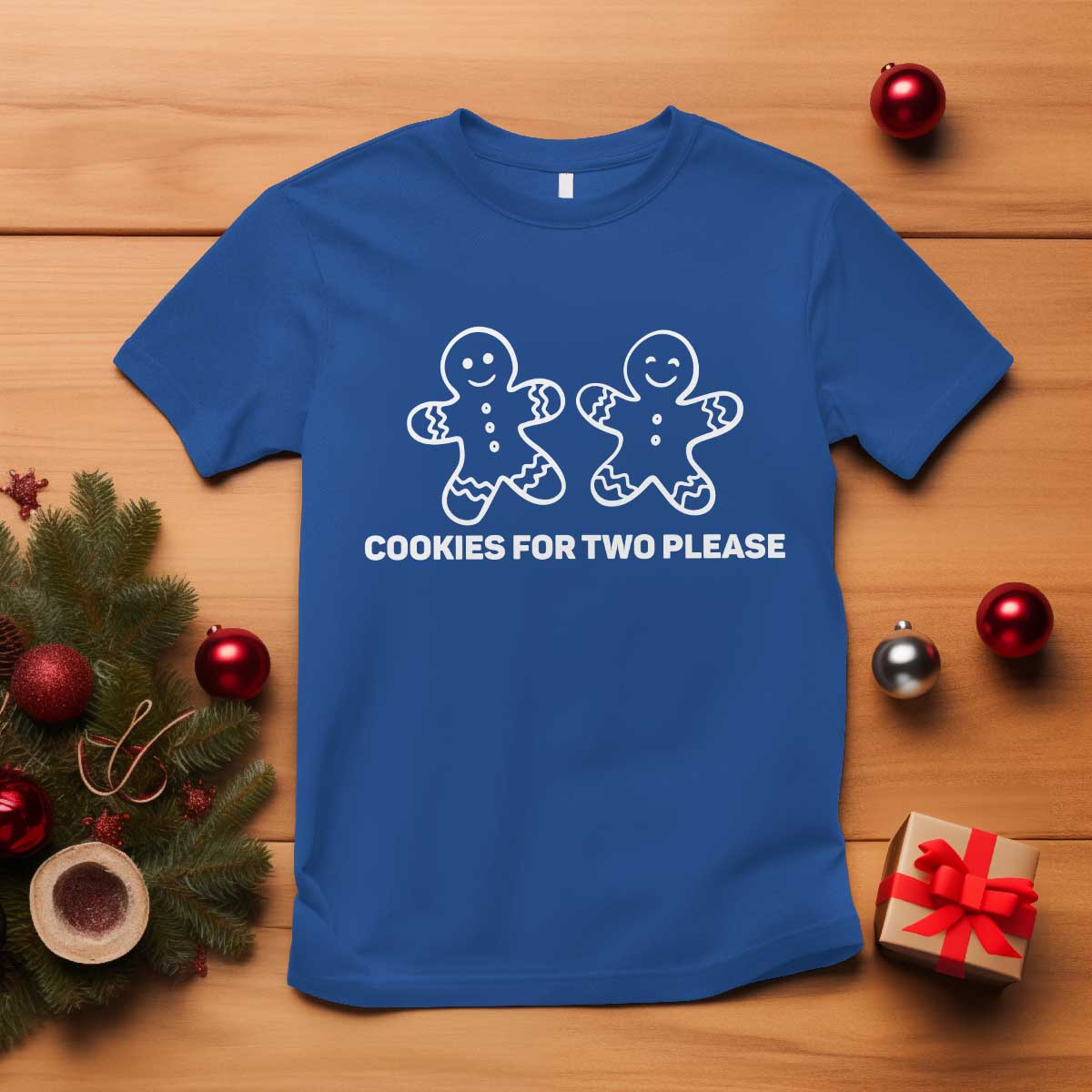 Cookies For Two Please Pregnancy Announcement Christmas T Shirt TS10 Royal Blue Print Your Wear