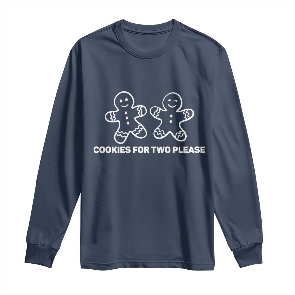 Cookies For Two Please Pregnancy Announcement Christmas Long Sleeve Shirt - Print Your Wear