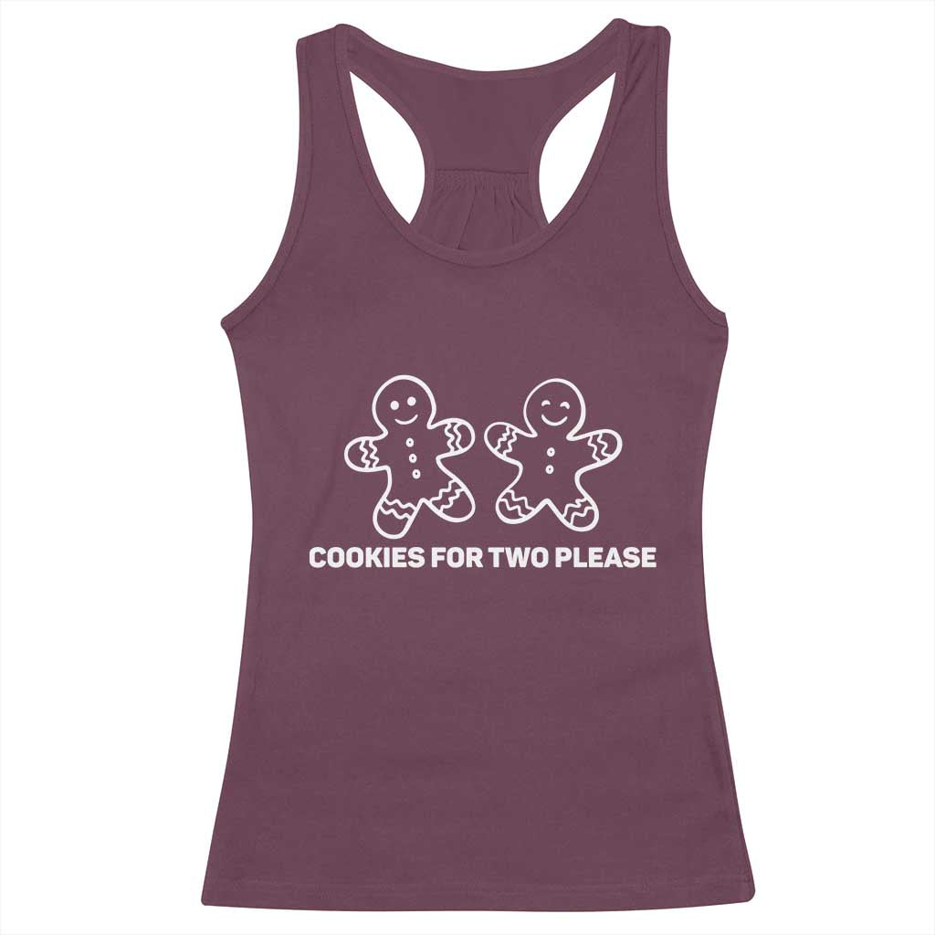 Cookies For Two Please Pregnancy Announcement Christmas Racerback Tank Top TS10 Maroon Print Your Wear