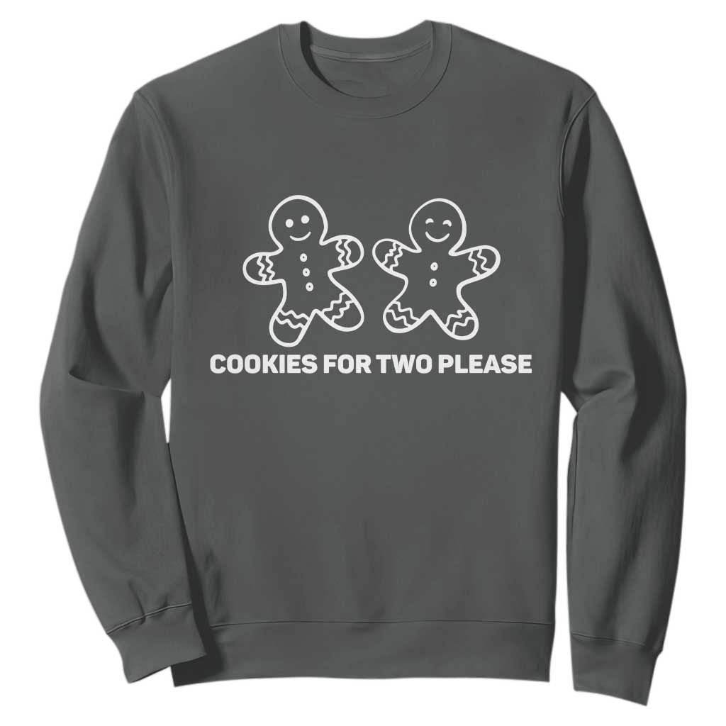 Cookies For Two Please Pregnancy Announcement Christmas Sweatshirt TS10 Dark Heather Print Your Wear