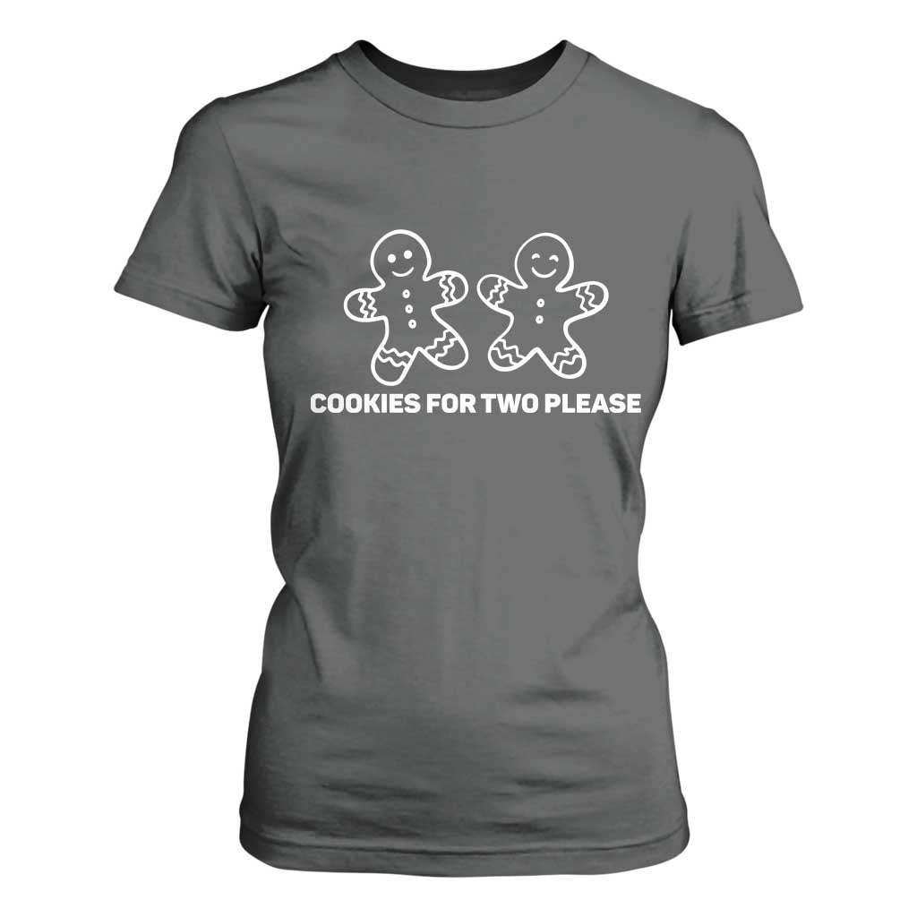 Cookies For Two Please Pregnancy Announcement Christmas T Shirt For Women TS10 Dark Heather Print Your Wear