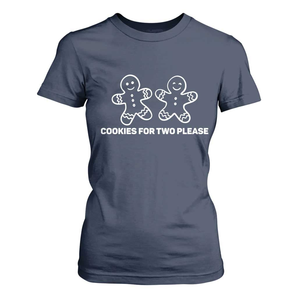 Cookies For Two Please Pregnancy Announcement Christmas T Shirt For Women TS10 Navy Print Your Wear