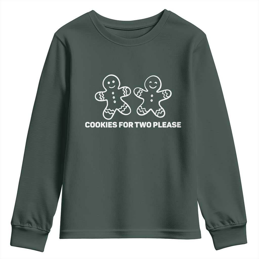 Cookies For Two Please Pregnancy Announcement Christmas Youth Sweatshirt TS10 Dark Forest Green Print Your Wear