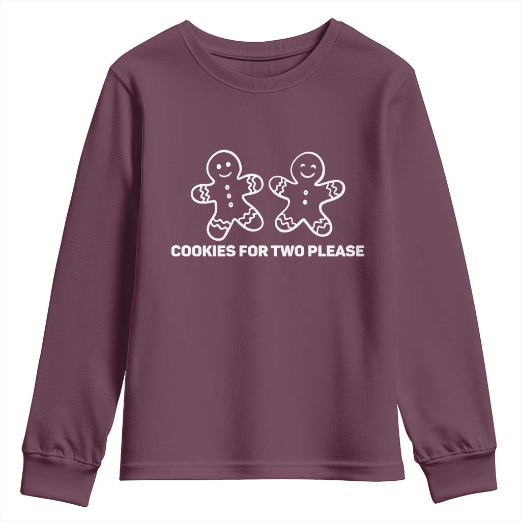 Cookies For Two Please Pregnancy Announcement Christmas Youth Sweatshirt TS10 Maroon Print Your Wear