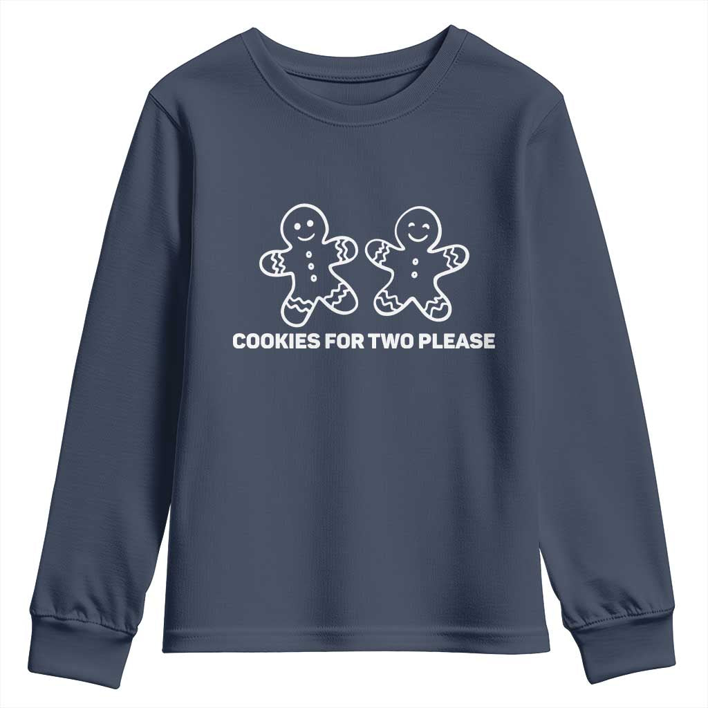 Cookies For Two Please Pregnancy Announcement Christmas Youth Sweatshirt TS10 Navy Print Your Wear