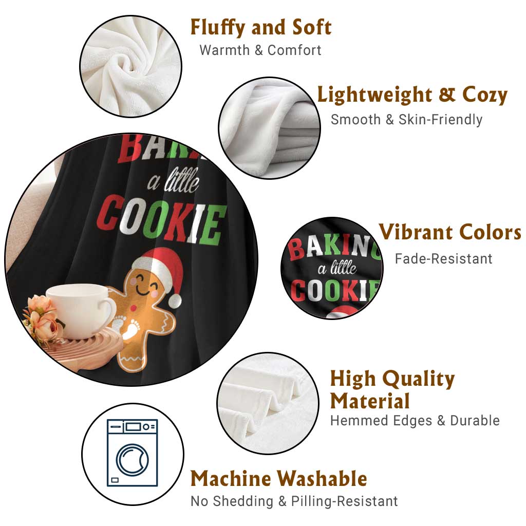 Christmas Pregnant Throw Blanket Baking A Little Cookie Maternity Pregnancy Announcement TS10 Print Your Wear