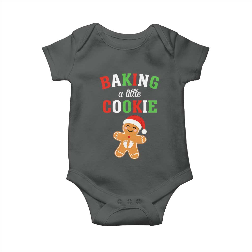 Christmas Pregnant Baby Onesie Baking A Little Cookie Maternity Pregnancy Announcement TS10 Dark Heather Print Your Wear