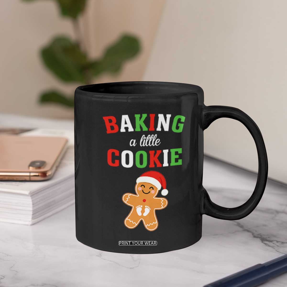 Christmas Pregnant Coffee Mug Baking A Little Cookie Maternity Pregnancy Announcement TS10 Print Your Wear