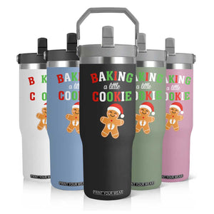 Christmas Pregnant Flip Straw Tumbler Baking A Little Cookie Maternity Pregnancy Announcement TS10 Print Your Wear