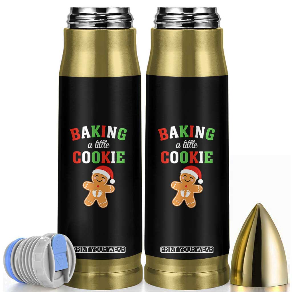Christmas Pregnant Bullet Tumbler Baking A Little Cookie Maternity Pregnancy Announcement TS10 Black Print Your Wear