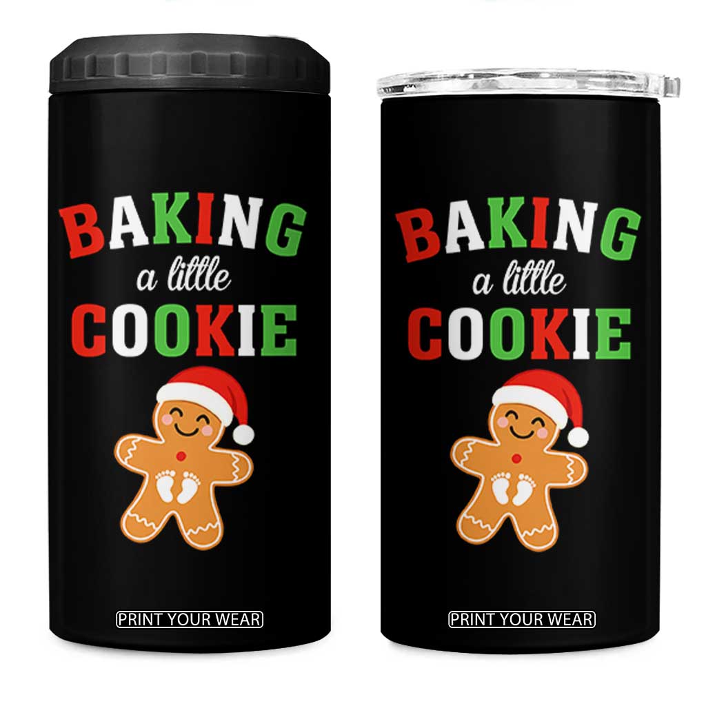 Christmas Pregnant 4 in 1 Can Cooler Tumbler Baking A Little Cookie Maternity Pregnancy Announcement TS10 One Size: 16 oz Black Print Your Wear