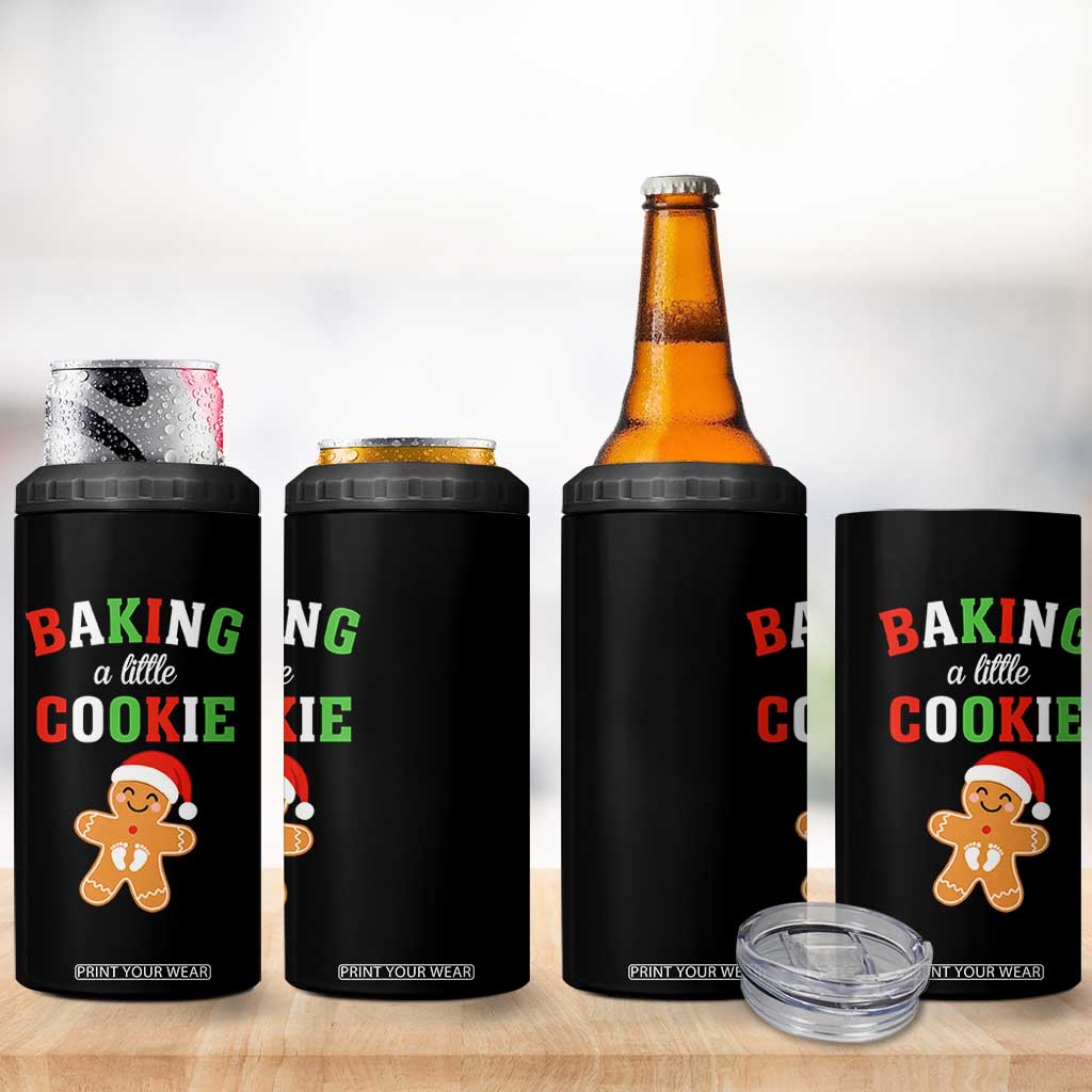 Christmas Pregnant 4 in 1 Can Cooler Tumbler Baking A Little Cookie Maternity Pregnancy Announcement TS10 Print Your Wear