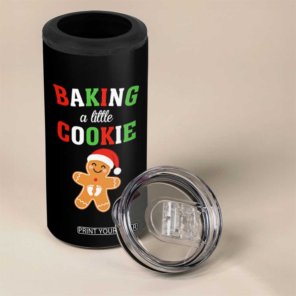 Christmas Pregnant 4 in 1 Can Cooler Tumbler Baking A Little Cookie Maternity Pregnancy Announcement TS10 Print Your Wear