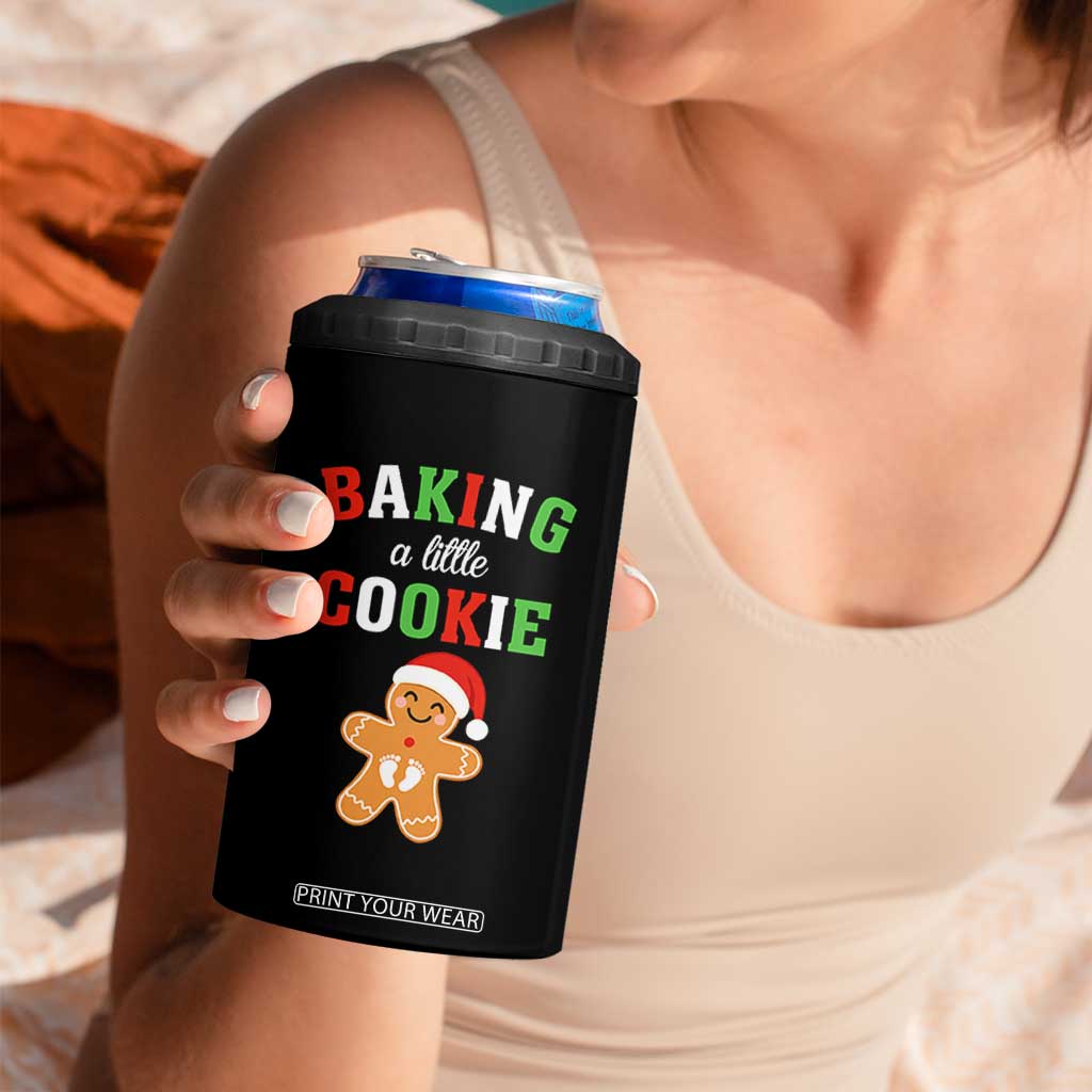 Christmas Pregnant 4 in 1 Can Cooler Tumbler Baking A Little Cookie Maternity Pregnancy Announcement TS10 Print Your Wear