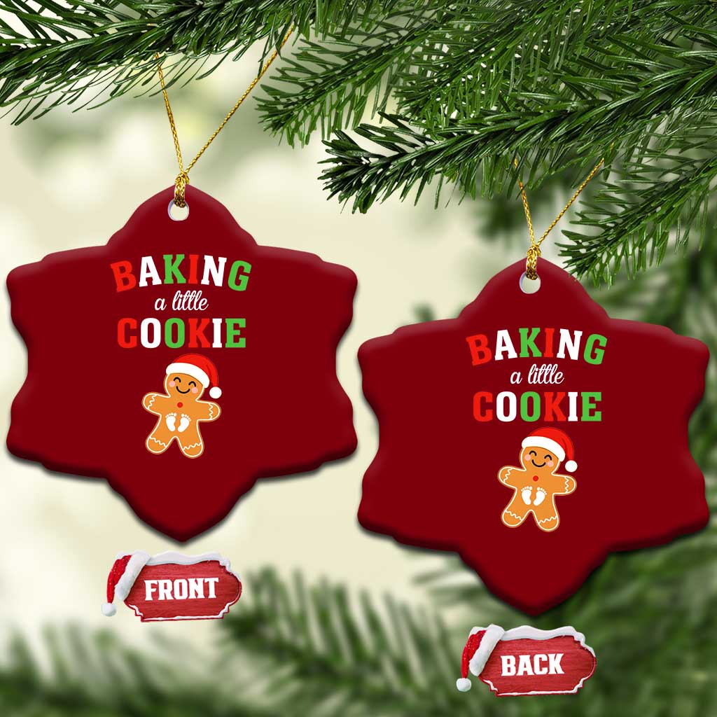 Christmas Pregnant Ceramic Ornament Baking A Little Cookie Maternity Pregnancy Announcement TS10 Print Your Wear