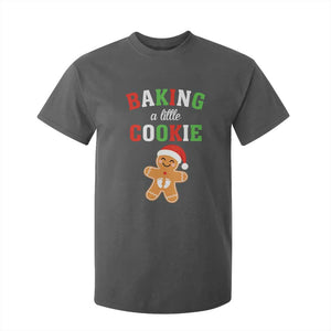 Christmas Pregnant T Shirt For Kid Baking A Little Cookie Maternity Pregnancy Announcement TS10 Dark Heather Print Your Wear