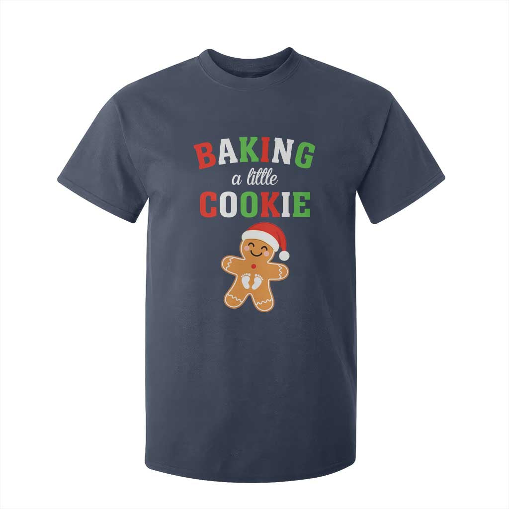 Christmas Pregnant T Shirt For Kid Baking A Little Cookie Maternity Pregnancy Announcement TS10 Navy Print Your Wear