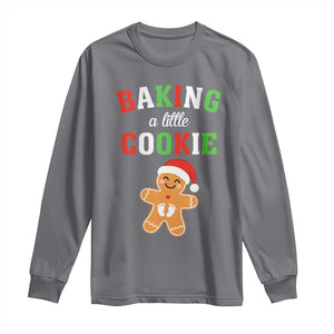 Christmas Pregnant Long Sleeve Shirt Baking A Little Cookie Maternity Pregnancy Announcement TS10 Charcoal Print Your Wear