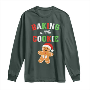 Christmas Pregnant Long Sleeve Shirt Baking A Little Cookie Maternity Pregnancy Announcement TS10 Dark Forest Green Print Your Wear