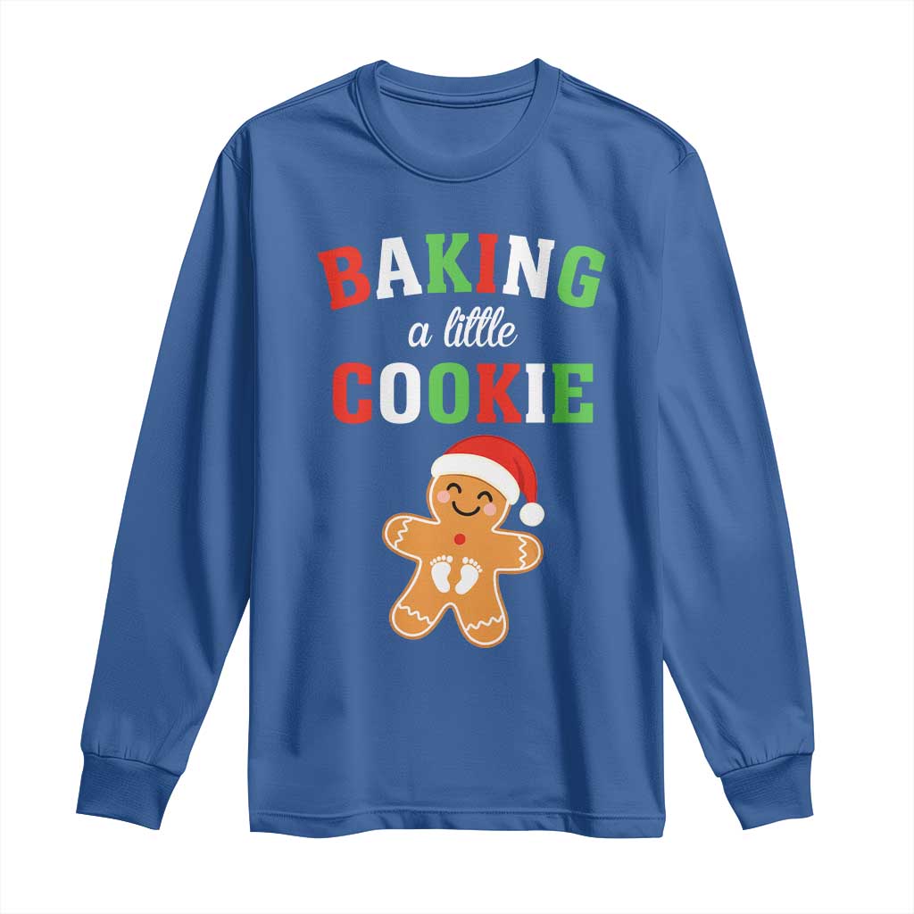 Christmas Pregnant Long Sleeve Shirt Baking A Little Cookie Maternity Pregnancy Announcement TS10 Royal Blue Print Your Wear