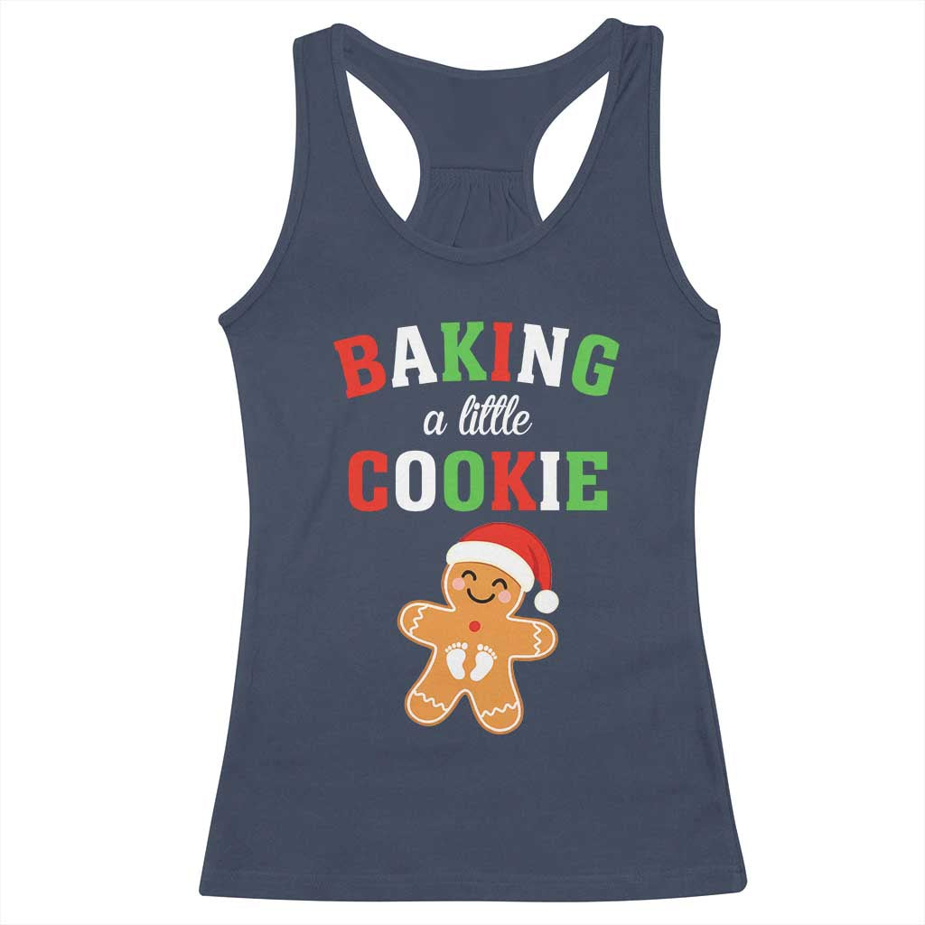 Christmas Pregnant Racerback Tank Top Baking A Little Cookie Maternity Pregnancy Announcement TS10 Navy Print Your Wear