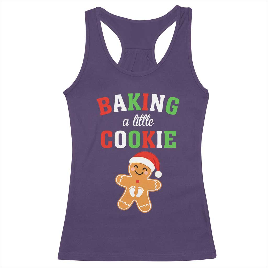 Christmas Pregnant Racerback Tank Top Baking A Little Cookie Maternity Pregnancy Announcement TS10 Purple Print Your Wear