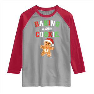 Christmas Pregnant Raglan Shirt Baking A Little Cookie Maternity Pregnancy Announcement TS10 Sport Gray Red Print Your Wear