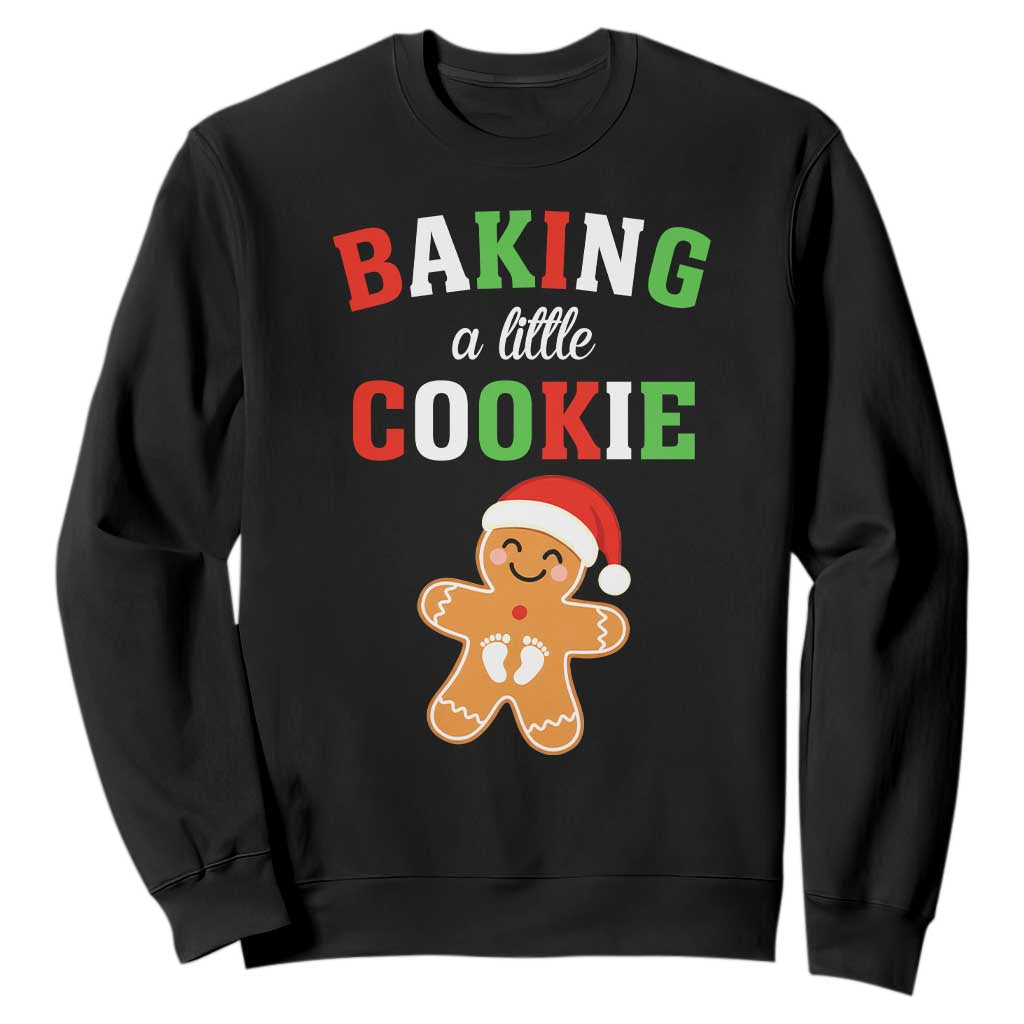 Christmas Pregnant Sweatshirt Baking A Little Cookie Maternity Pregnancy Announcement TS10 Black Print Your Wear