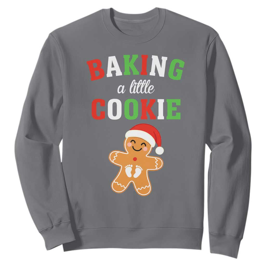 Christmas Pregnant Sweatshirt Baking A Little Cookie Maternity Pregnancy Announcement TS10 Charcoal Print Your Wear