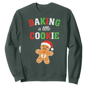 Christmas Pregnant Sweatshirt Baking A Little Cookie Maternity Pregnancy Announcement TS10 Dark Forest Green Print Your Wear