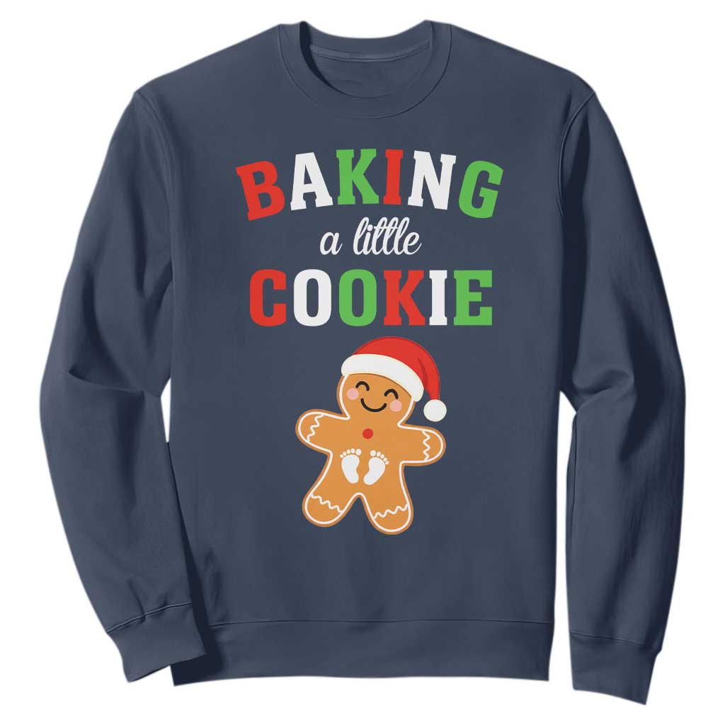 Christmas Pregnant Sweatshirt Baking A Little Cookie Maternity Pregnancy Announcement TS10 Navy Print Your Wear