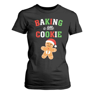 Christmas Pregnant T Shirt For Women Baking A Little Cookie Maternity Pregnancy Announcement TS10 Black Print Your Wear