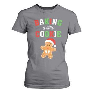 Christmas Pregnant T Shirt For Women Baking A Little Cookie Maternity Pregnancy Announcement TS10 Charcoal Print Your Wear