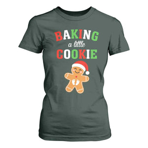 Christmas Pregnant T Shirt For Women Baking A Little Cookie Maternity Pregnancy Announcement TS10 Dark Forest Green Print Your Wear