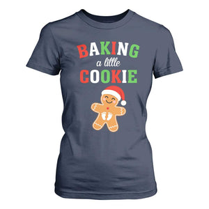 Christmas Pregnant T Shirt For Women Baking A Little Cookie Maternity Pregnancy Announcement TS10 Navy Print Your Wear