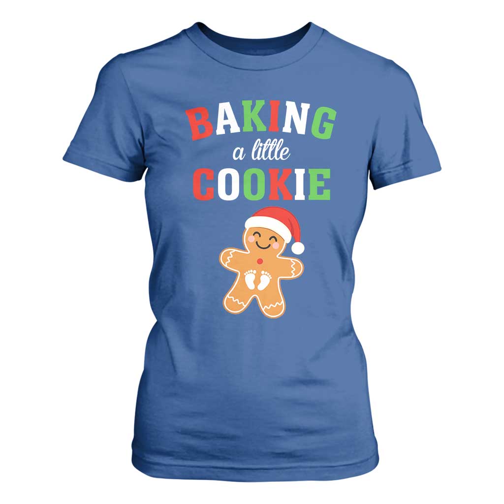 Christmas Pregnant T Shirt For Women Baking A Little Cookie Maternity Pregnancy Announcement TS10 Royal Blue Print Your Wear