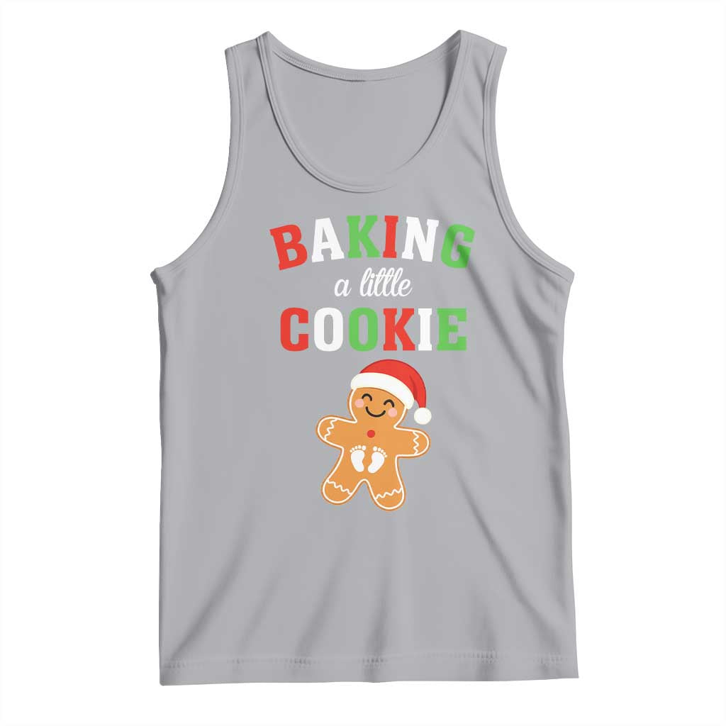 Christmas Pregnant Tank Top Baking A Little Cookie Maternity Pregnancy Announcement TS10 Athletic Heather Print Your Wear