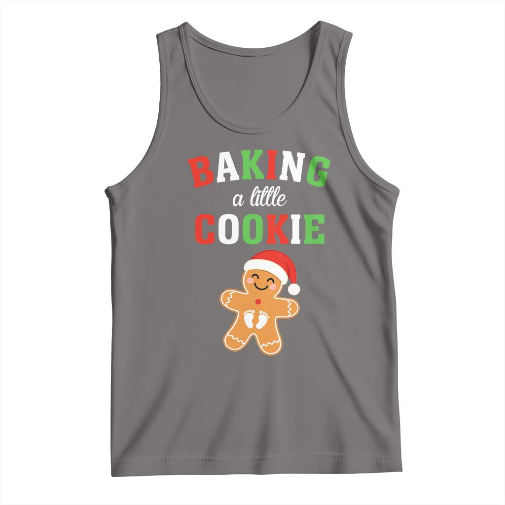 Christmas Pregnant Tank Top Baking A Little Cookie Maternity Pregnancy Announcement TS10 Deep Heather Print Your Wear