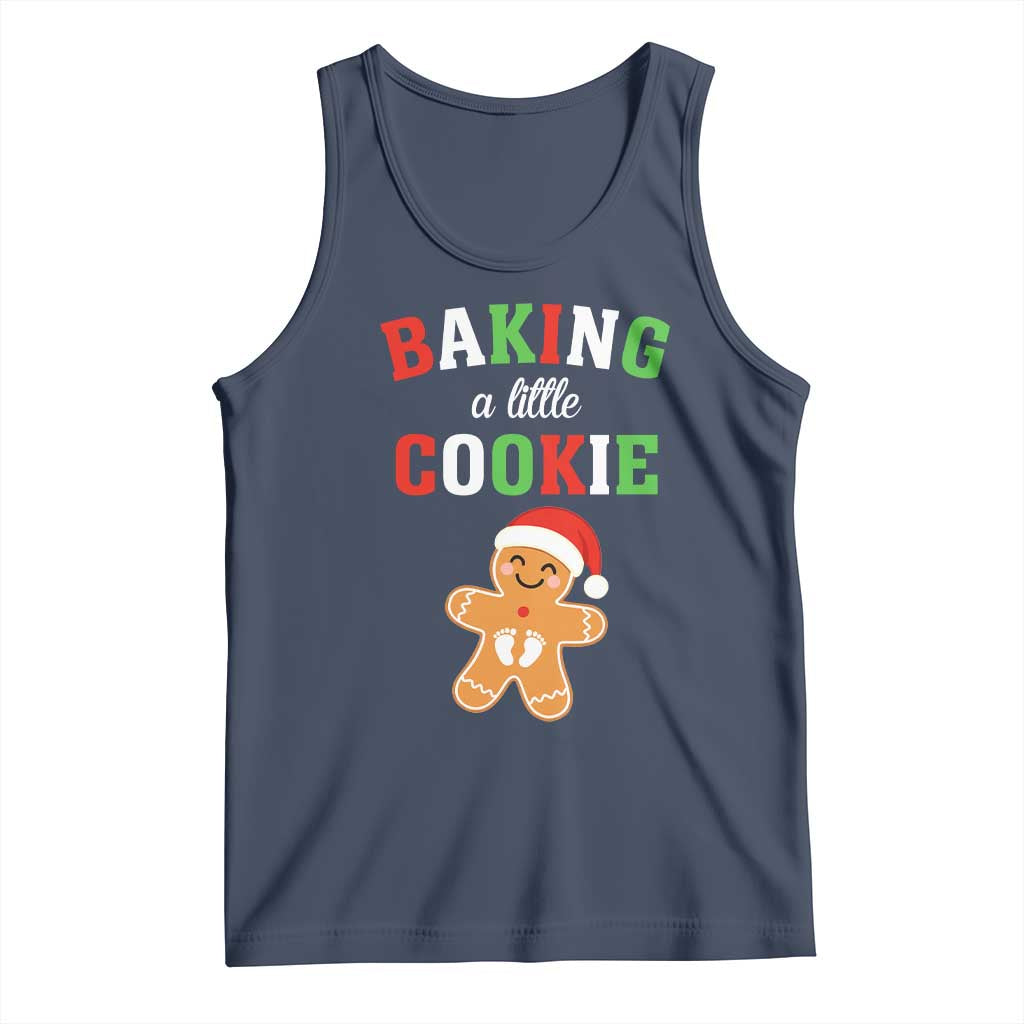Christmas Pregnant Tank Top Baking A Little Cookie Maternity Pregnancy Announcement TS10 Navy Print Your Wear