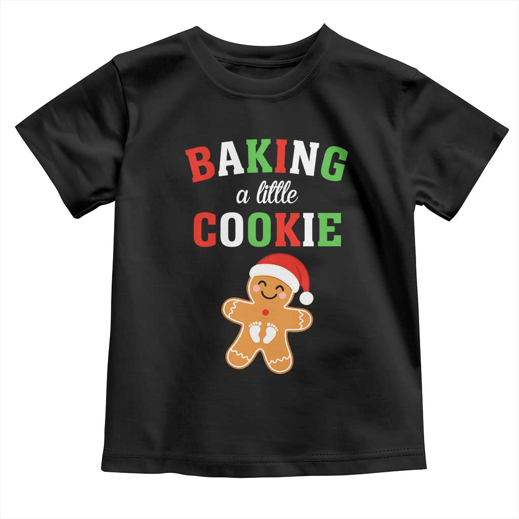 Christmas Pregnant Toddler T Shirt Baking A Little Cookie Maternity Pregnancy Announcement TS10 Black Print Your Wear