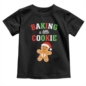 Christmas Pregnant Toddler T Shirt Baking A Little Cookie Maternity Pregnancy Announcement TS10 Black Print Your Wear