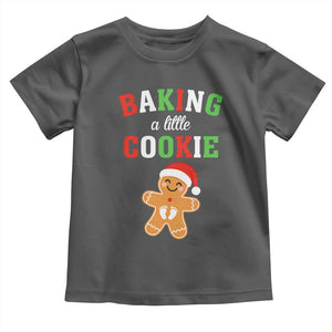 Christmas Pregnant Toddler T Shirt Baking A Little Cookie Maternity Pregnancy Announcement TS10 Dark Heather Print Your Wear