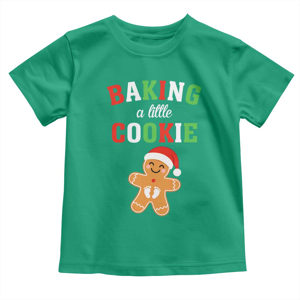 Christmas Pregnant Toddler T Shirt Baking A Little Cookie Maternity Pregnancy Announcement TS10 Irish Green Print Your Wear
