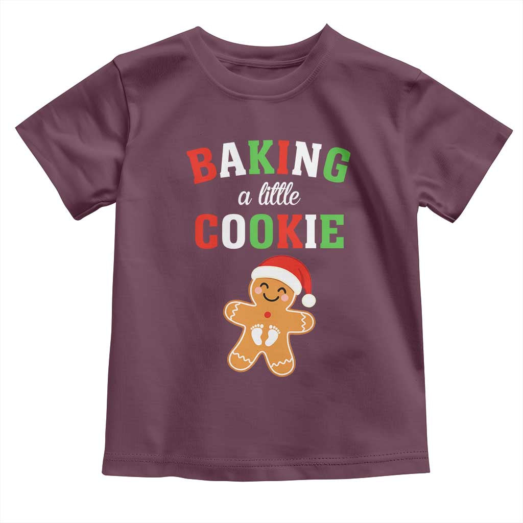 Christmas Pregnant Toddler T Shirt Baking A Little Cookie Maternity Pregnancy Announcement TS10 Maroon Print Your Wear