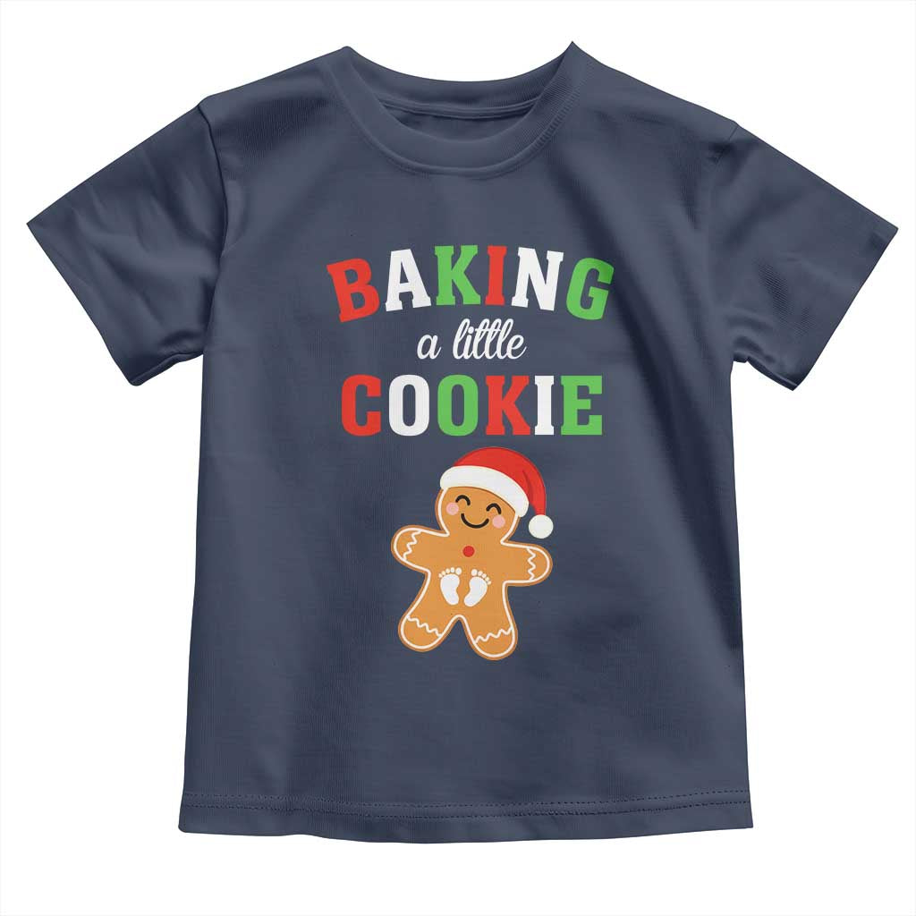 Christmas Pregnant Toddler T Shirt Baking A Little Cookie Maternity Pregnancy Announcement TS10 Navy Print Your Wear