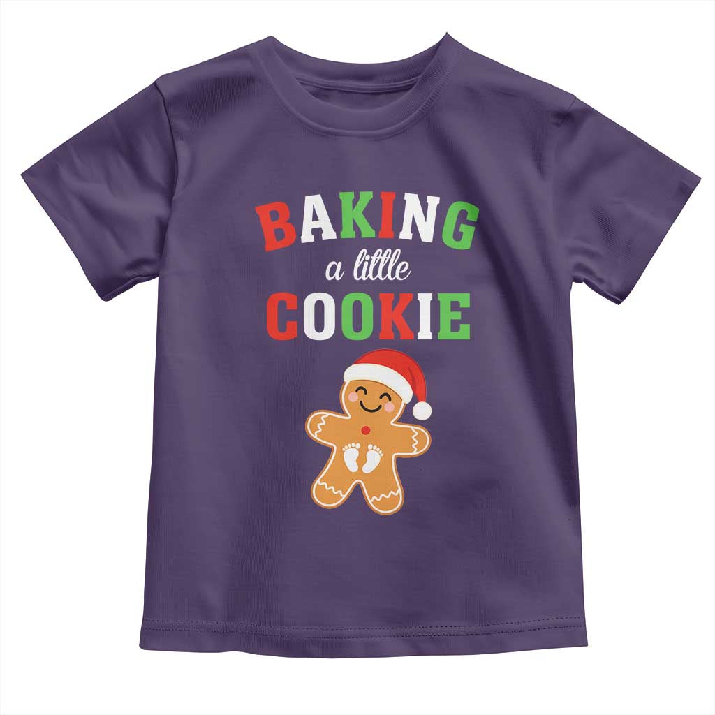 Christmas Pregnant Toddler T Shirt Baking A Little Cookie Maternity Pregnancy Announcement TS10 Purple Print Your Wear