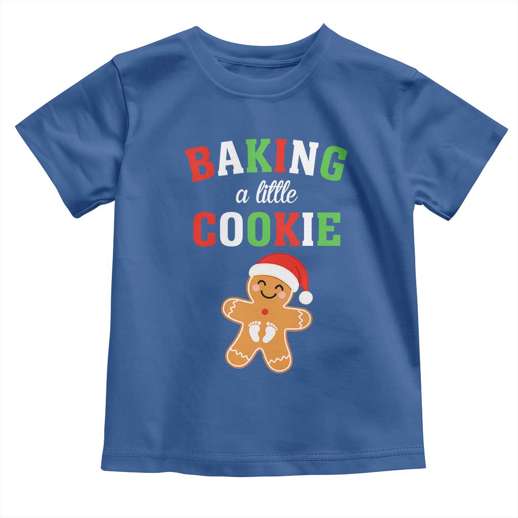 Christmas Pregnant Toddler T Shirt Baking A Little Cookie Maternity Pregnancy Announcement TS10 Royal Blue Print Your Wear