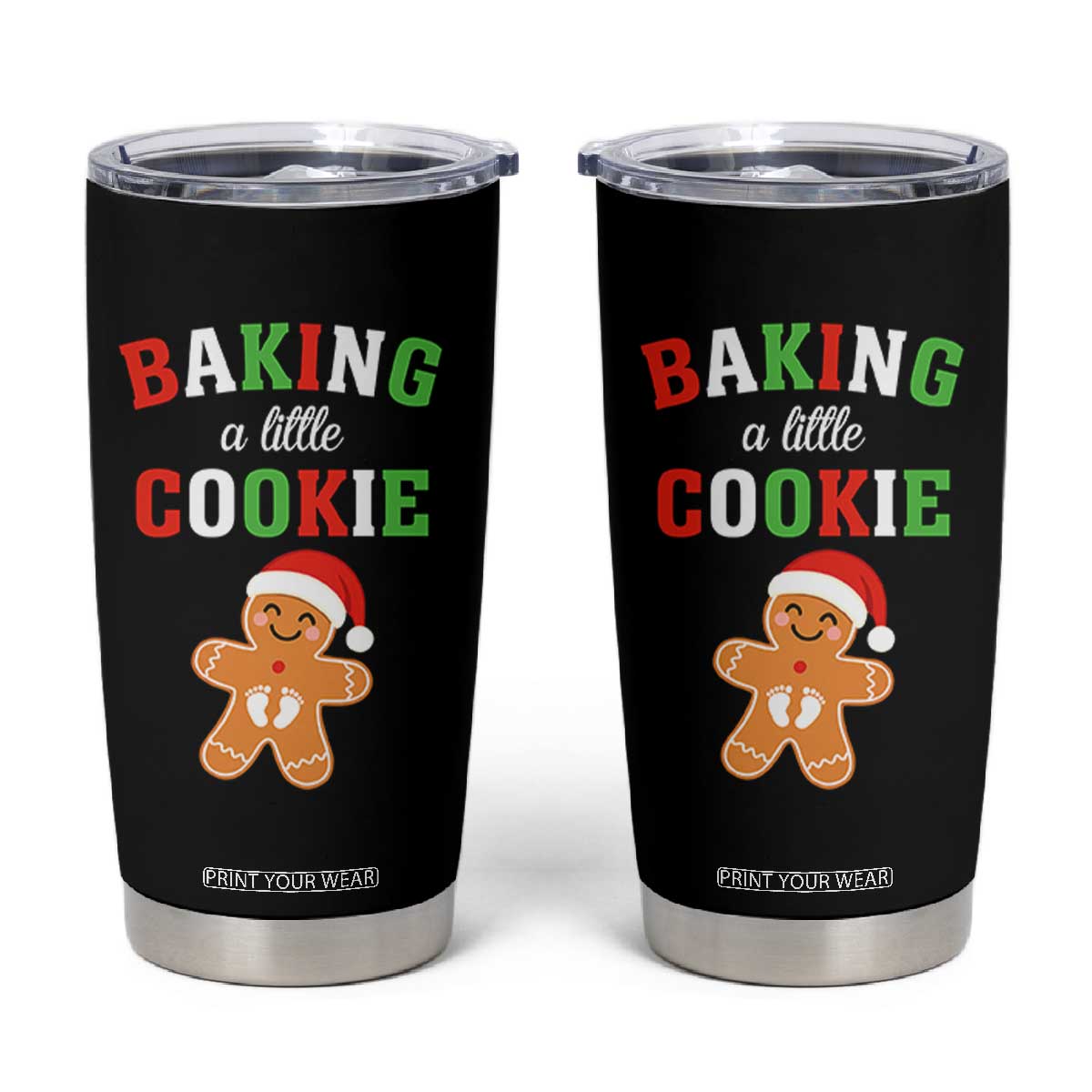 Christmas Pregnant Tumbler Cup Baking A Little Cookie Maternity Pregnancy Announcement TS10 Black Print Your Wear