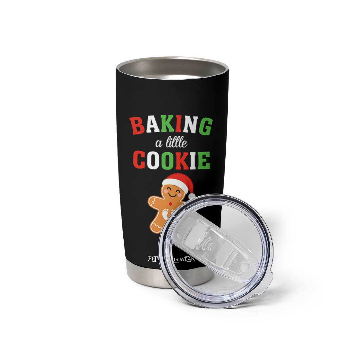 Christmas Pregnant Tumbler Cup Baking A Little Cookie Maternity Pregnancy Announcement TS10 Print Your Wear